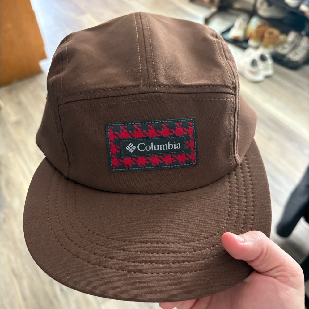 Columbia Brown Hat with Red and Black Logo Patch